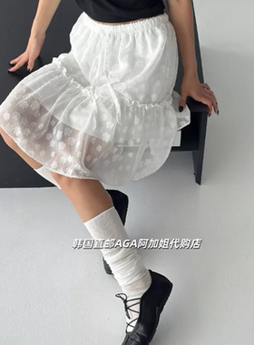 韩国直邮AGA阿加姐代购少女风雪纺半身裙（有内衬）