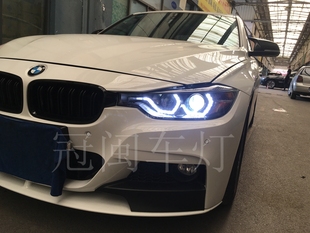 秀山F30/F35大灯总成 LED天使眼日行灯双光透镜大灯总成