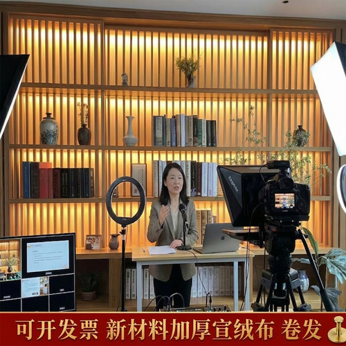 直播背景布直播间书房书柜书架装饰背景墙图3d立体直播高级宣绒布