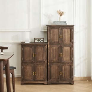 实木斗柜书柜复古储物柜对开门卧室小型实木收纳多功能美式 简约柜