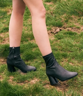 A*SH女靴2024秋新款CL弹力高跟短靴粗跟瘦瘦靴拉链性感切尔西单靴