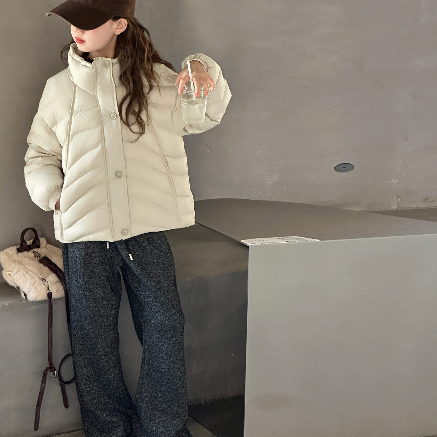 轻薄女童立领羽绒服90白鸭绒外套