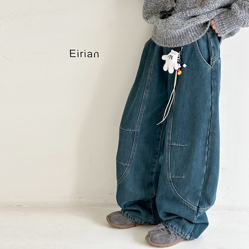 阔腿裤拼接牛仔裤加绒韩版弯刀裤