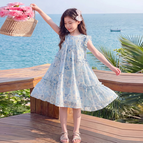女童碎花连衣裙夏季飞飞袖公主裙