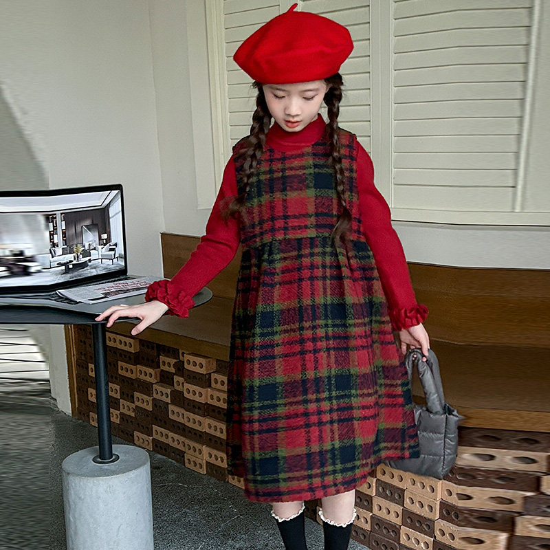 女童毛呢连衣裙加厚新年款时尚小女孩格子背心裙打底毛衣两件套冬,童装/婴儿装/亲子装,连衣裙,淘宝优惠券,粉丝福利购,淘宝优惠卷