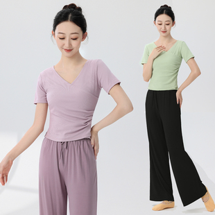 现代舞蹈练功服女套装成人新款春秋长袖上衣艺考古典舞中国舞训练