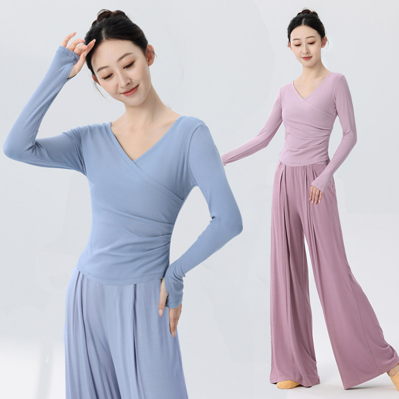 V领舞蹈练功服套装女古典舞专业形体上衣教师中国舞现代舞训练服