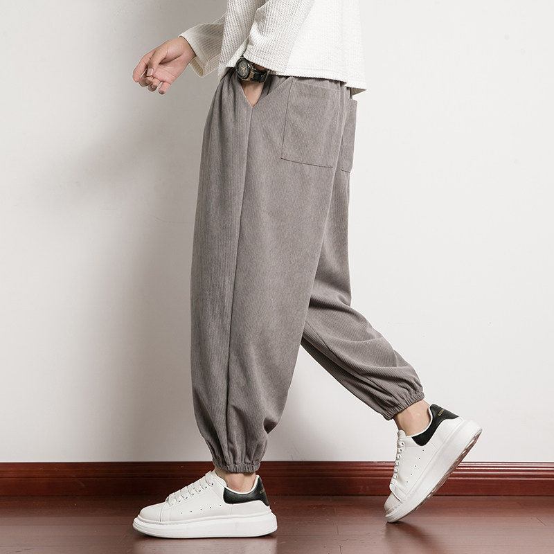 哈伦裤男秋季新款日系风长裤子大码灯芯绒休闲灯笼裤K110P45,男装休闲裤,星座220-2