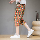 2025夏季沙滩裤男风棉麻七分裤男潮流大码宽松直筒短裤K47P35，男装牛仔裤，星座220-2