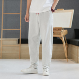 春夏风条纹休闲裤男宽松大码阔腿长裤子潮流棉麻哈伦裤K75P45，男装休闲裤，星座220-2