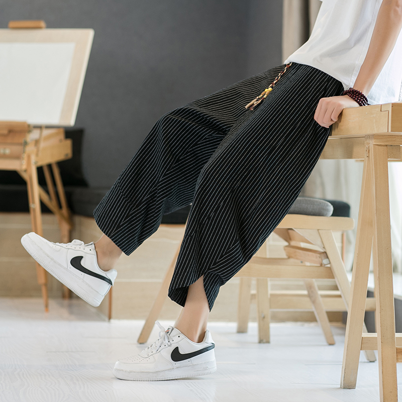 2025春夏休闲九分裤男宽松风棉麻灯笼裤潮流大码阔腿裤K57P40，男装休闲裤，星座220-2