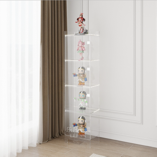客厅轻奢亚克力陈列柜带灯带门手办置物架卧室玩具包包收纳展示柜