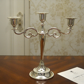 精品镀银三头简现代烛台欧式 蜡烛台婚庆家居餐厅酒店样板房装 饰品