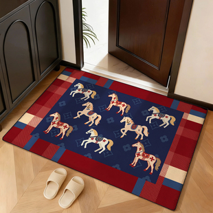 新年地垫入户现代简约家用玄关脚垫马到功成地毯门垫防滑马年脚垫