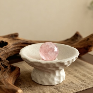 创意现代水晶球托盘陶瓷高脚高颜值床头柜装 饰品摆件女生房间卧室