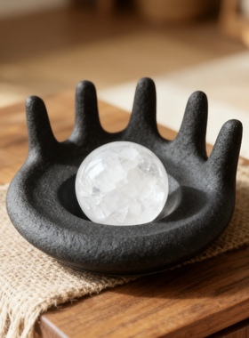 创意现代水晶球底座陶瓷专用器皿装饰摆设摆件女生房间卧室床头柜