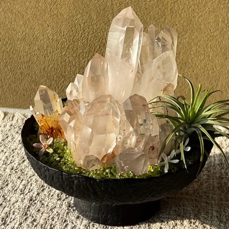 高脚中古风侘寂水晶球水晶柱消磁风水摆放专用底座高颜值高脚托盘图片
