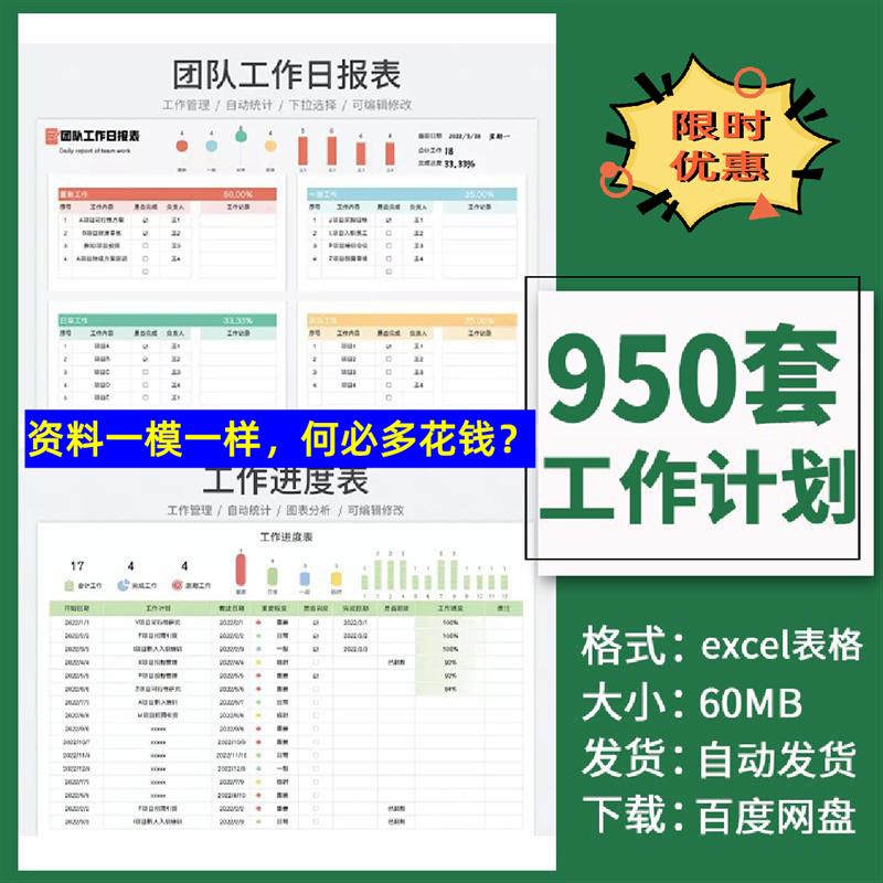 2024年工作计划管理表excel表格公司学习工作进度跟踪可视化系统