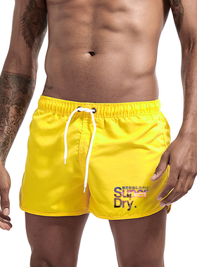 新款SuperDry印花男士沙滩裤短裤健身运动裤衩三分冲浪短裤带内网