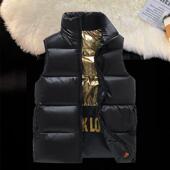 亮面棉马夹保暖无袖 棉马甲黑金情侣羽绒棉男冬季 加厚修身 坎肩外套