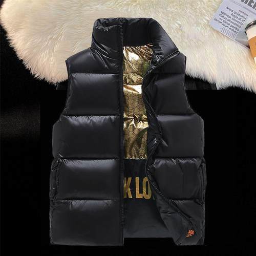 棉马甲黑金情侣羽绒棉男冬季加厚修身亮面棉马夹保暖无袖坎肩外套