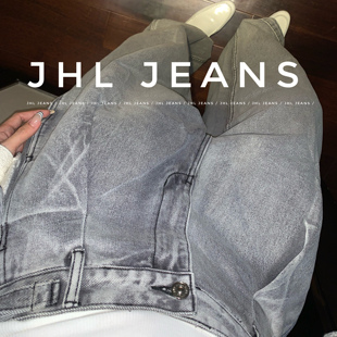高个子直筒长裤 女宽松阔腿裤 JEANS高级灰色水洗牛仔裤 JHL