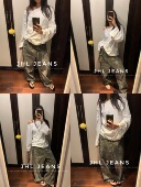 迷彩 JHL 男女 复古迷人 色块牛仔直筒裤 JEANS 渐入佳境