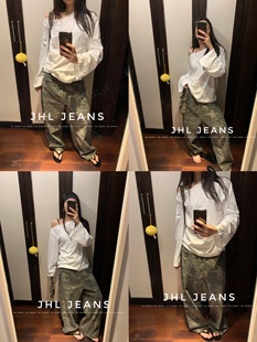 JEANS 迷彩 渐入佳境 色块牛仔直筒裤 男女 复古迷人 JHL