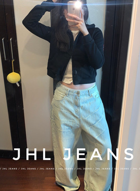JHLJEANS【一股清流】浅蓝色赤耳定制面料复古肌理洗水直筒阔腿裤