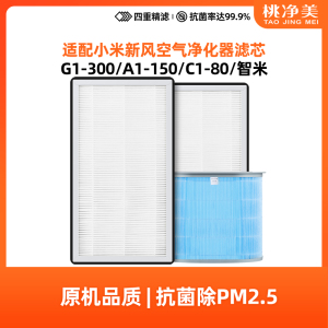 适配米家新风机C1/A1/G1中效滤网小米新风80/150/300风量智米滤芯