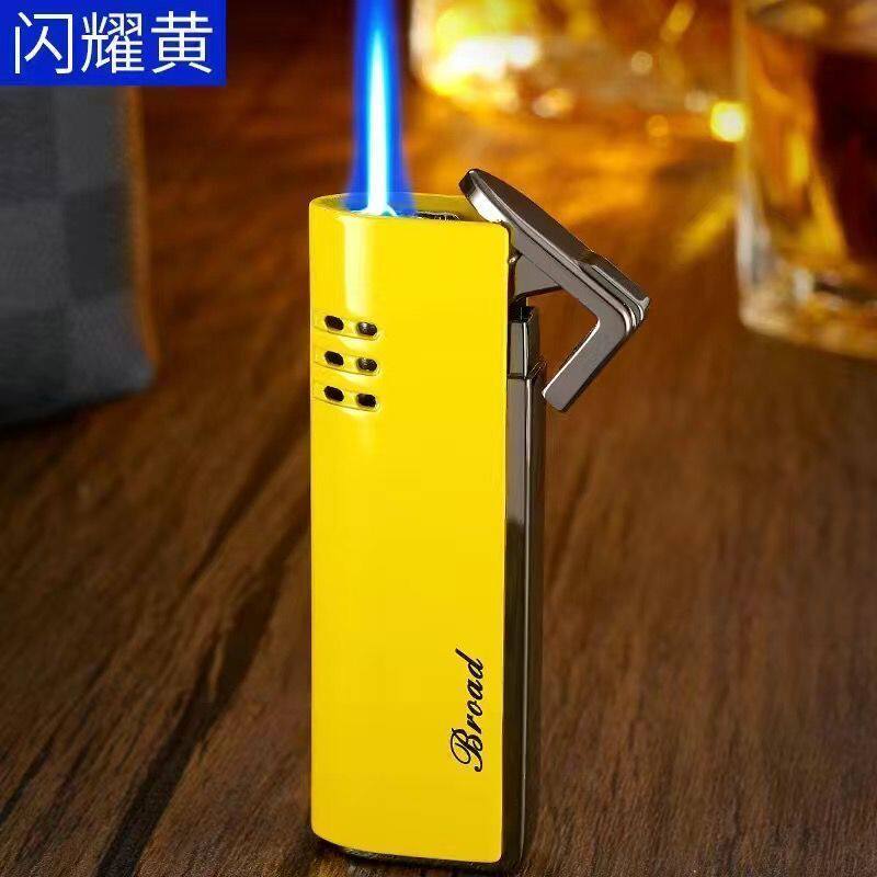 创意个性充气直冲打火机防风电子点烟器长条金属超薄精致小巧男士