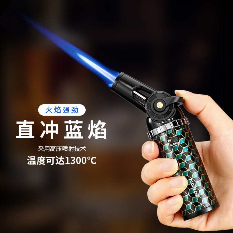 中邦新款金属直冲防风打火机蓝焰可充气户外生火烧烤雪茄艾灸个性