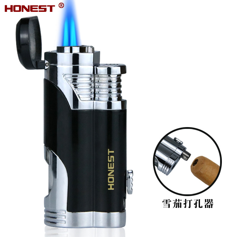 百城双火直冲防风雪茄打火机高档创意个性金属充气雪茄点烟器烟具