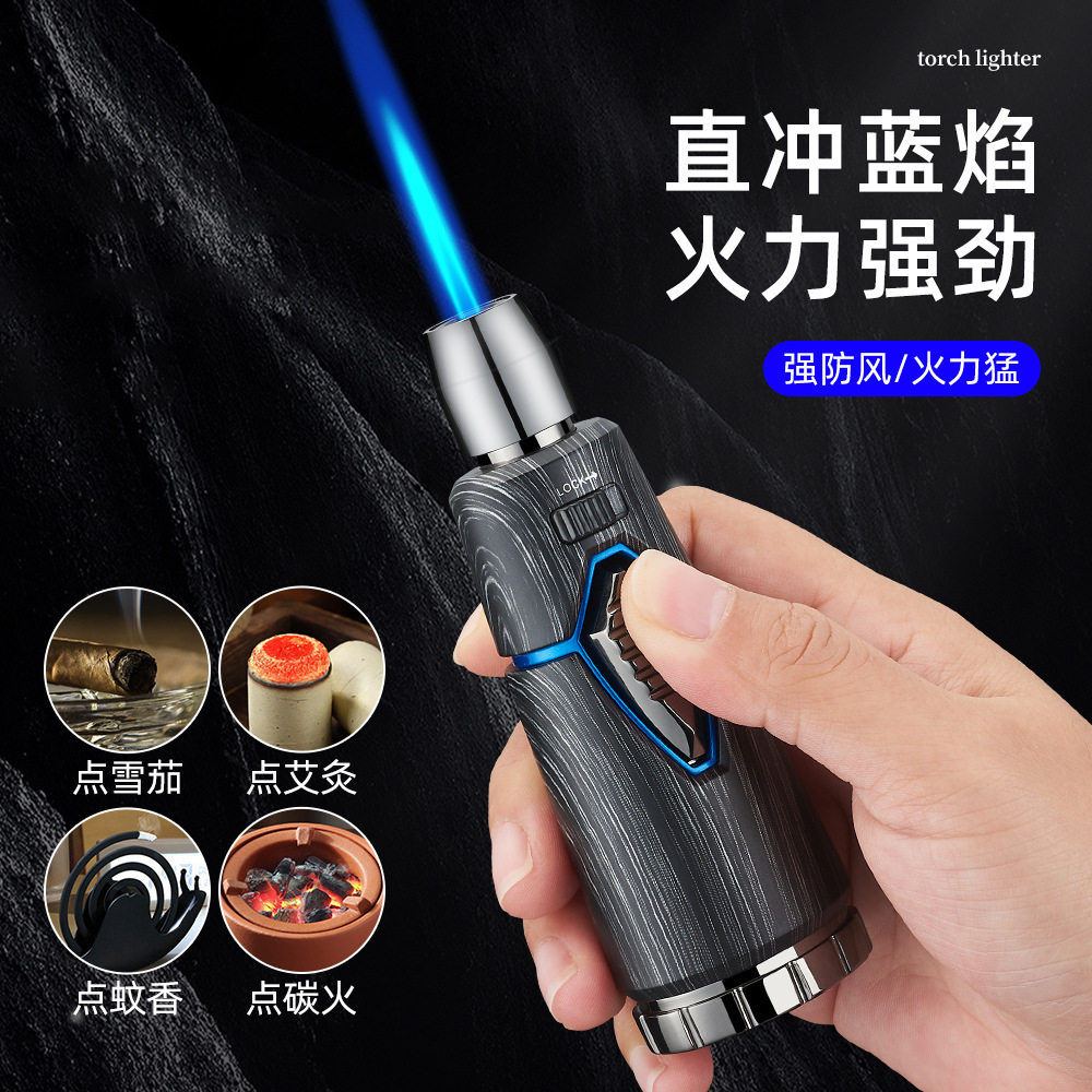 Jobon防风充气打火机创意个性轻奢有型蓝焰直冲雪茄艾灸专用点火