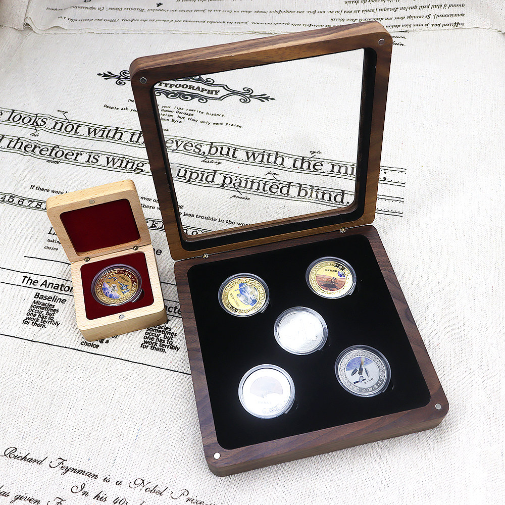 透明包装盒礼盒纪念币徽章奖章礼盒套装金币银币开窗收藏盒纪念章