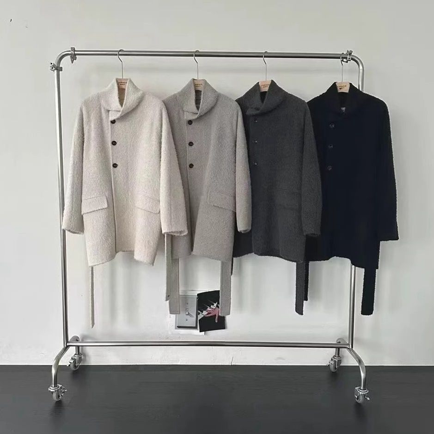 韩国代购时尚立领系带羊驼毛大衣