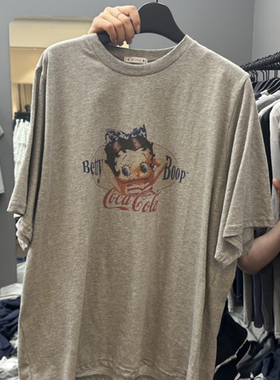 现韩国东大门代购CREDITO2025新款百搭宽松洋气贝蒂印花短袖T恤女