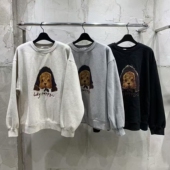 现韩国东大门代购 vanta2025秋冬简约卡通印花圆领加绒长袖 卫衣女