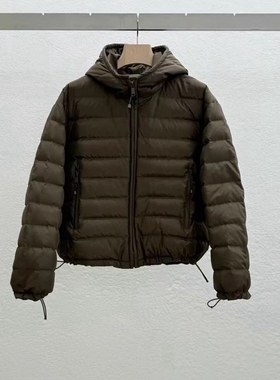 现韩国东大门代购statement2025冬季简约百搭下摆抽绳连帽羽绒服