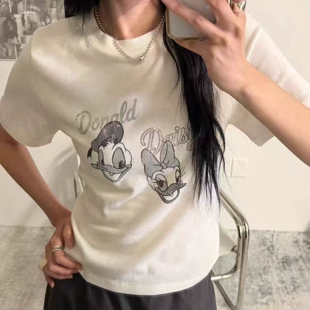 现韩国东大门代购visual space2026春季时尚卡通印花修身短袖T恤
