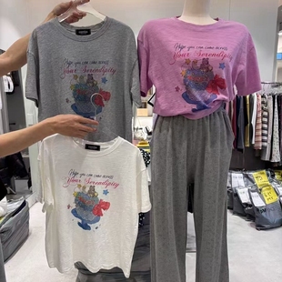现韩国东大门代购combo2026夏季款时尚百搭卡通小熊印花短袖T恤女