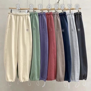 现韩国东大门代购BREEZE2025冬新款百搭宽松字母刺绣加绒休闲裤女