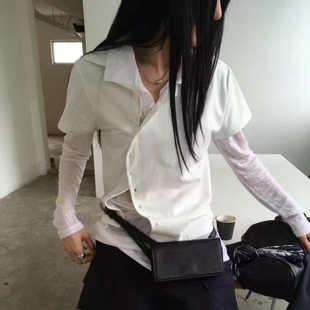 T恤 纯色百搭翻领不规则系扣短袖 现韩国东大门代购 breathe2026春季