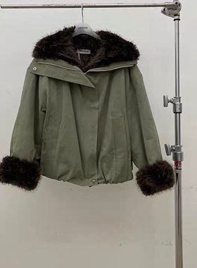 现韩国东大门代购女atmosphere2025冬季复古休闲毛绒翻领加绒外套