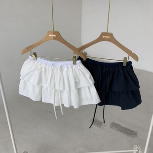 现韩国东大门代购bertha2025春夏款时尚洋气甜美松紧腰蛋糕层裙裤