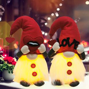 2023情人节母亲节生日礼物送礼 圣诞装饰品带灯无脸娃娃圣诞礼品