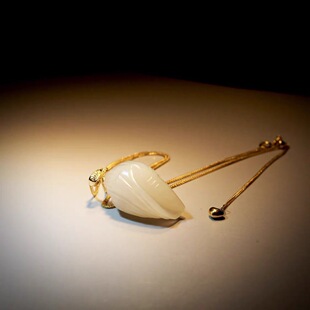 宋代官造和田玉白玉法螺吊坠18K金项链收藏级精品古玉老玉高级感