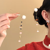 HEY TAO新中式 国风毛球流苏发簪女精致复古汉服发钗新年发饰簪子