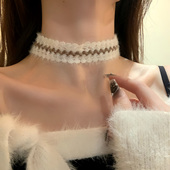 HEY TAO秋冬慵懒氛围感毛绒颈带choker项链女百搭气质毛衣链颈链