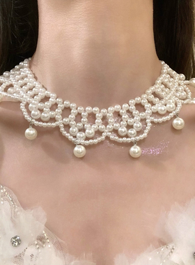 HEY TAO复古宫廷风多层珍珠choker项链女小众气质颈链配饰锁骨链